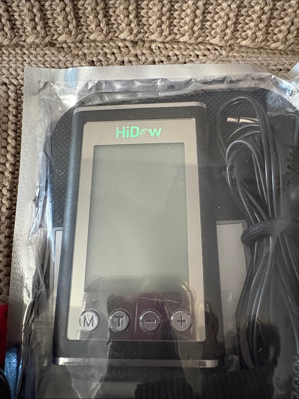 Black Electronic TENS Unit with LCD and Wired Lead